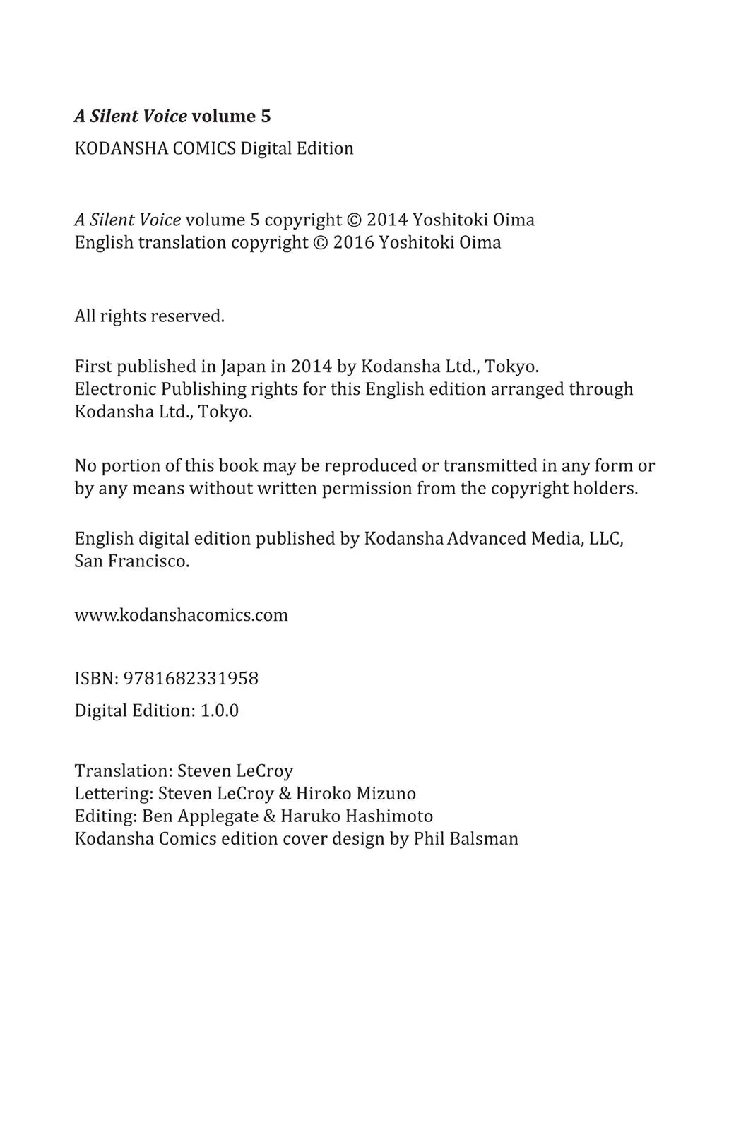 Read A Silent Voice (en) Manga Online