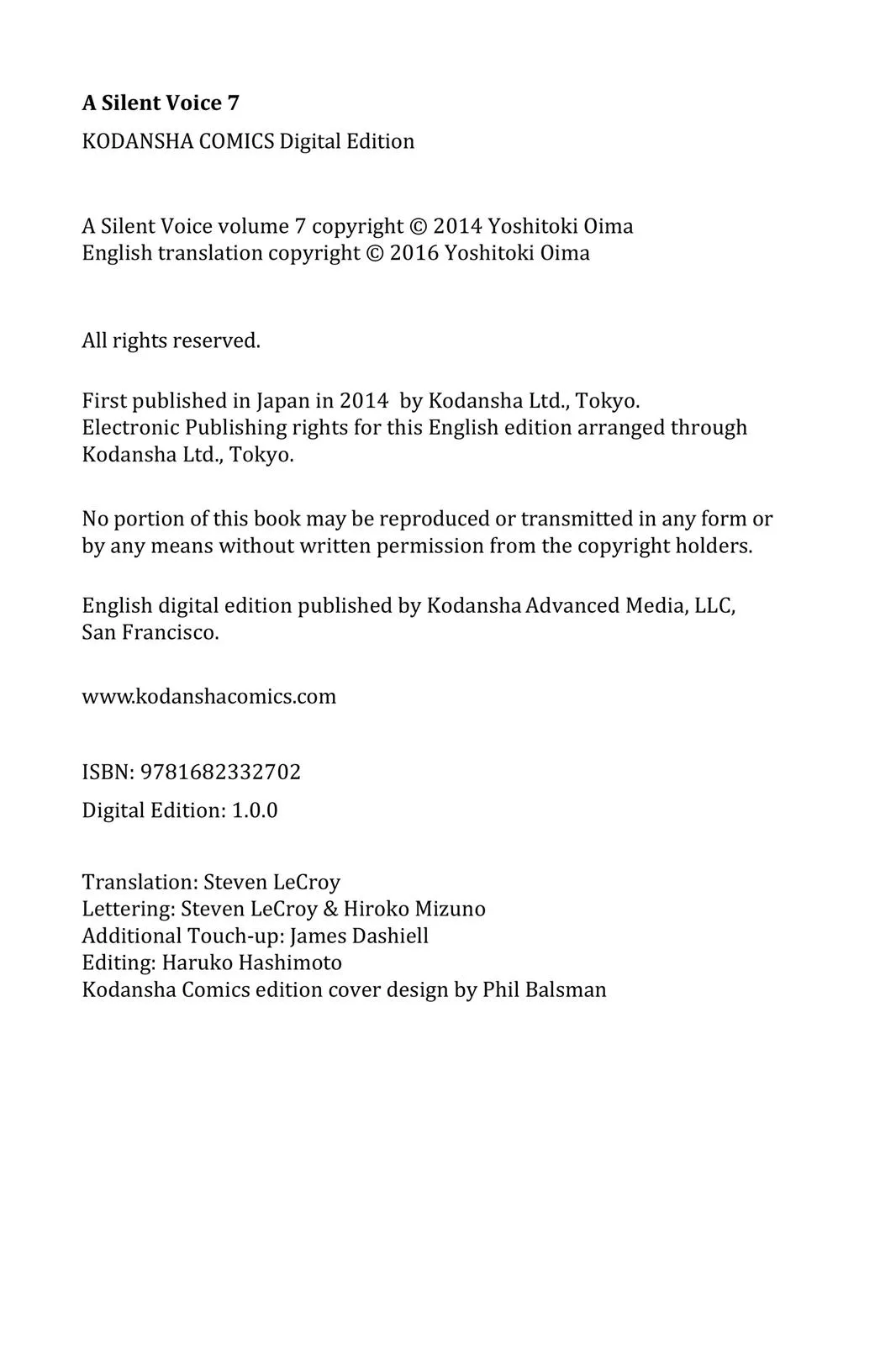 Read A Silent Voice (en) Manga Online