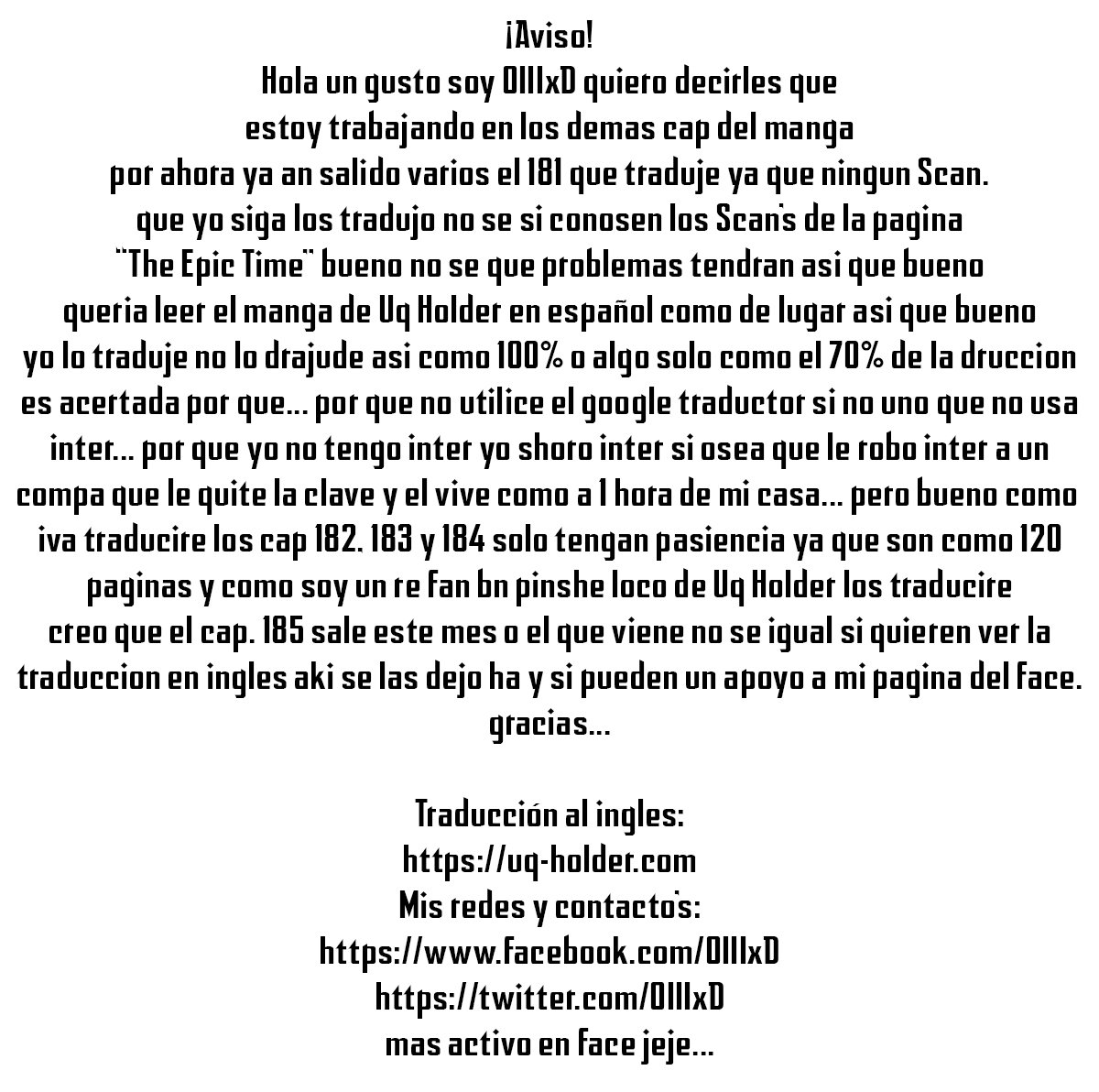 Read Uq Holder (es) Manga Online